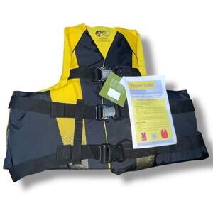Bass Pro Shops Life Jacket Vest Adult Large XL Type 3 PFD Boating Fishing Yellow